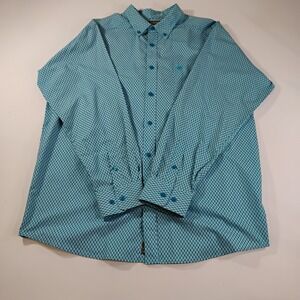 Ariat Shirt Mens Large Blue Western Button Up Johnson Houndstooth Rodeo NWOT